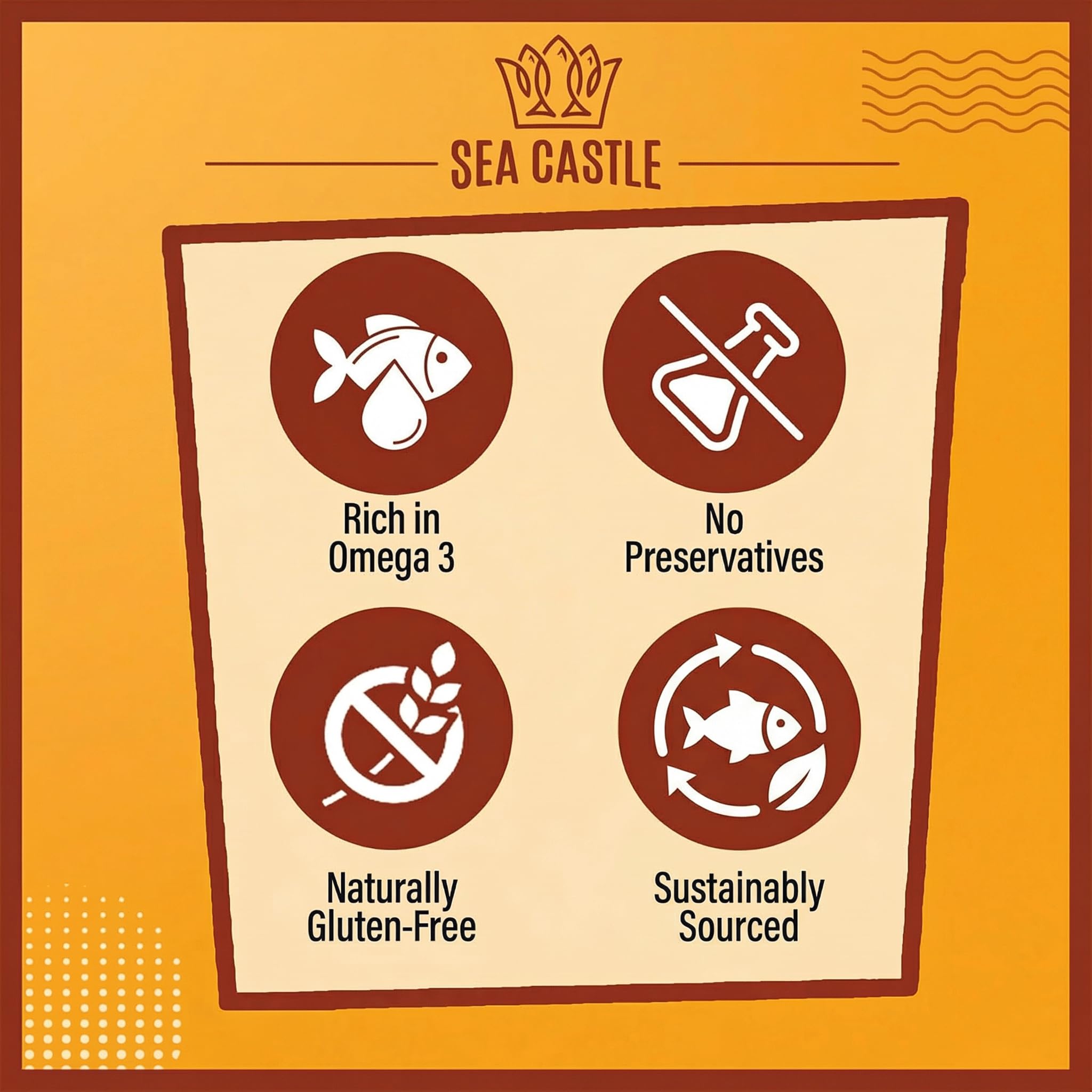 Sea Castle frasco junto a mano para comparar tamaño y porciones