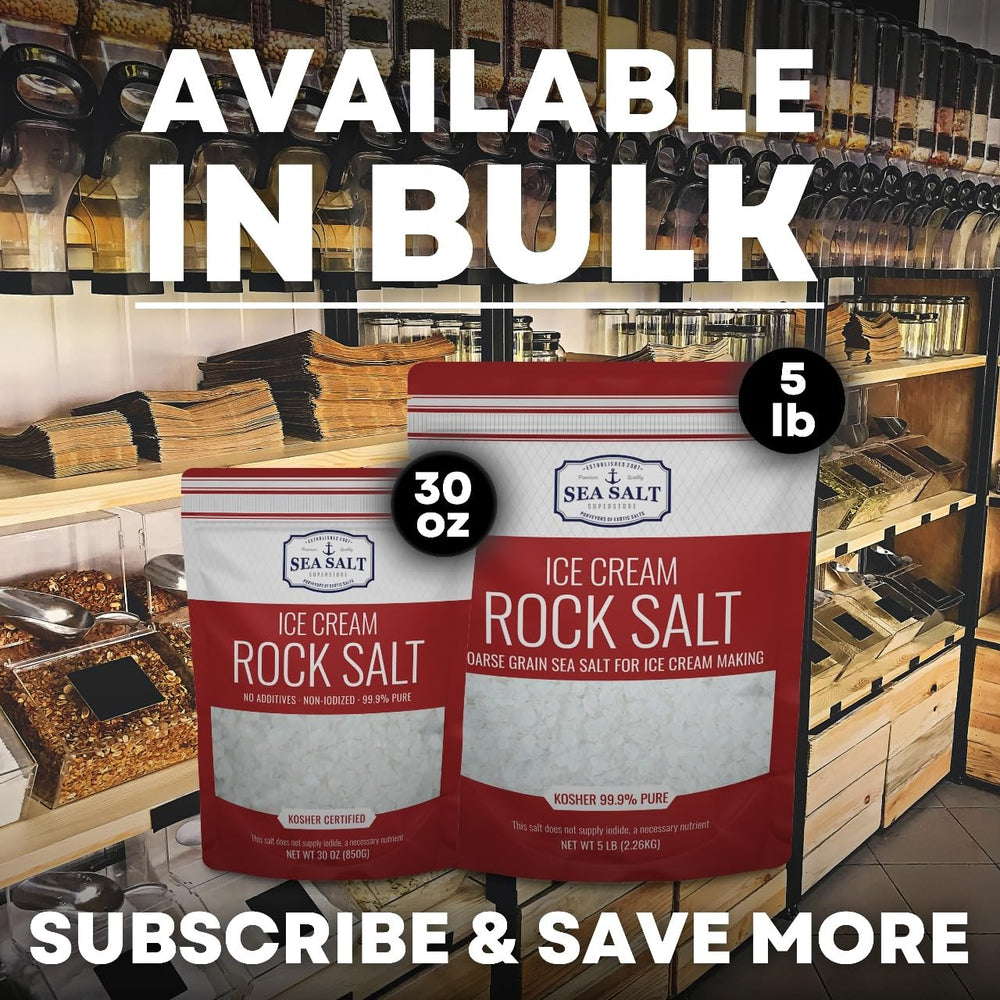 Sea Salt Superstore bol con hielo y sal mezclada, enfriamiento rápido