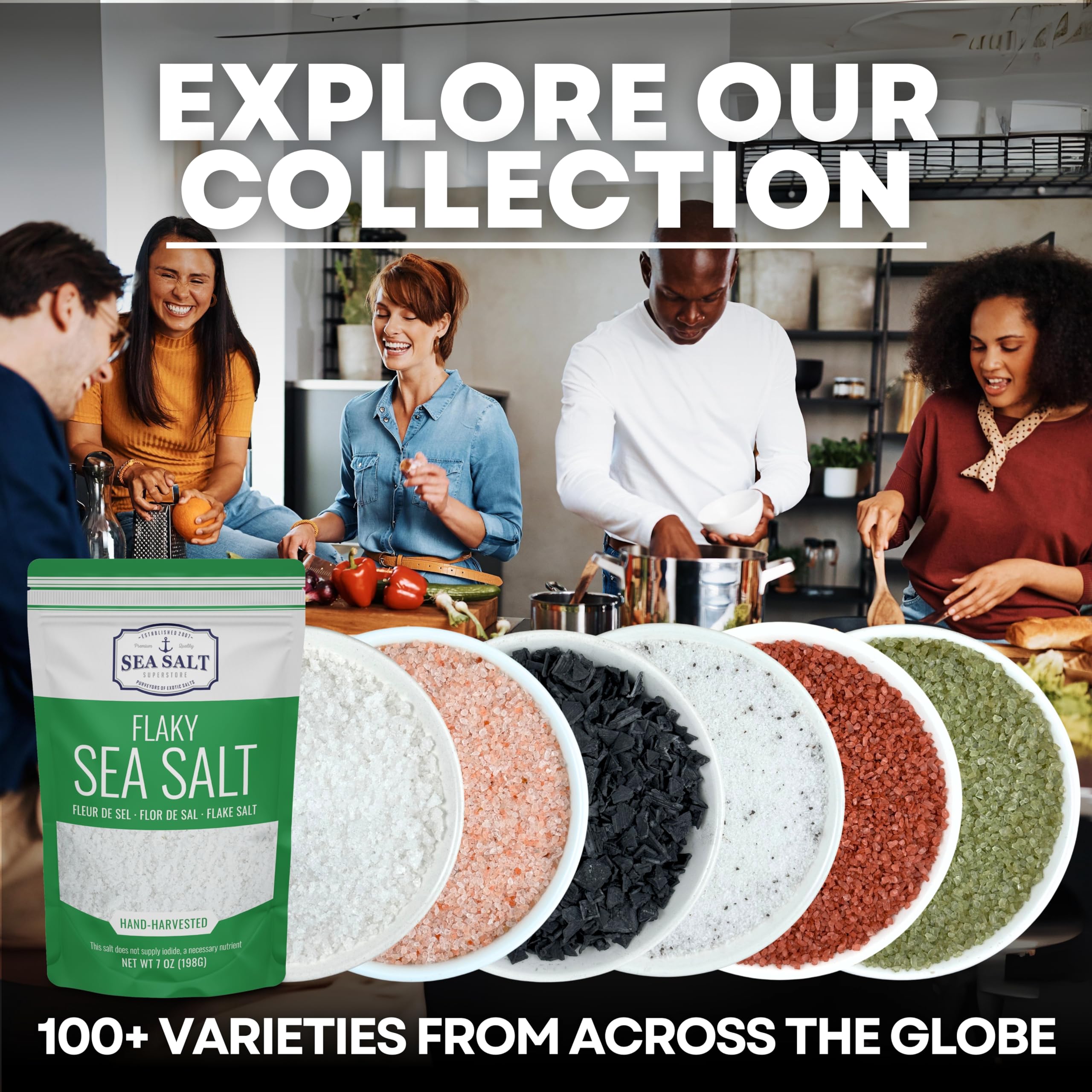 Sea Salt Superstore primeros planos de cristales con trazas minerales naturales
