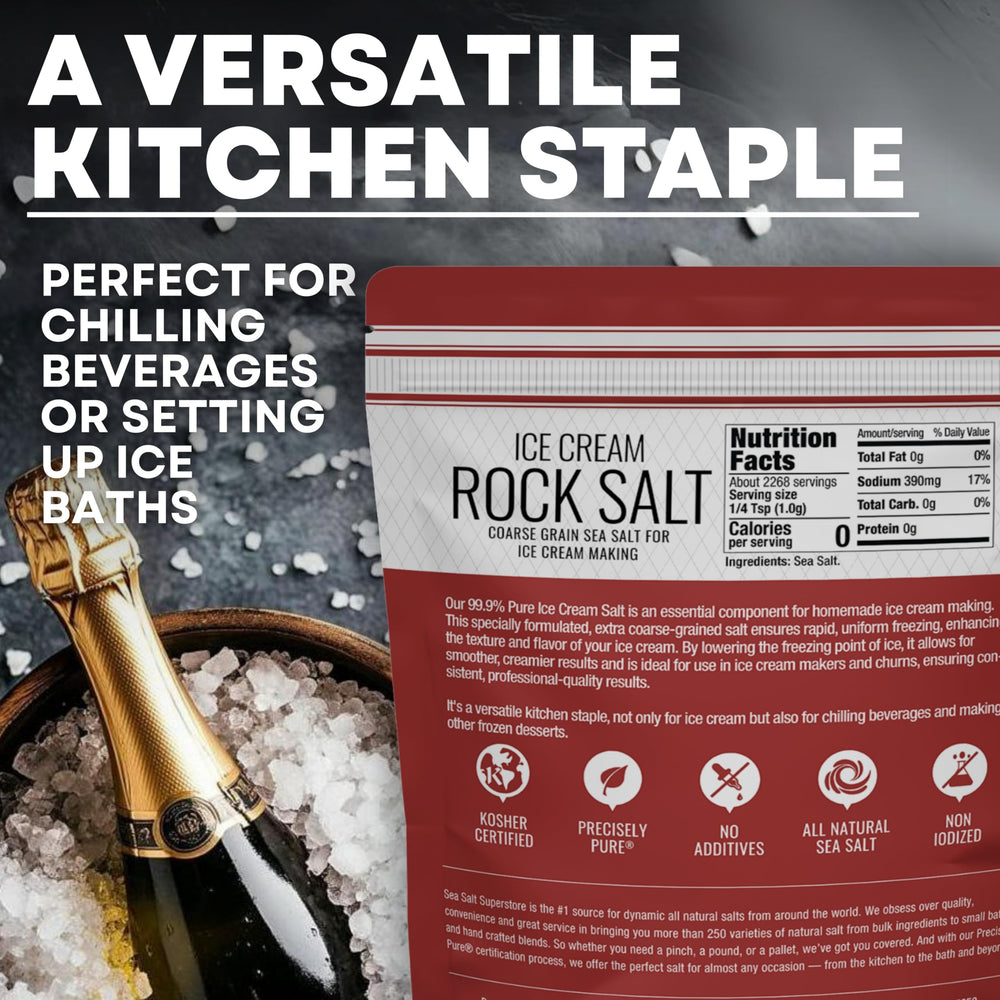 Sea Salt Superstore sal usada en máquina para helados, mejora la textura