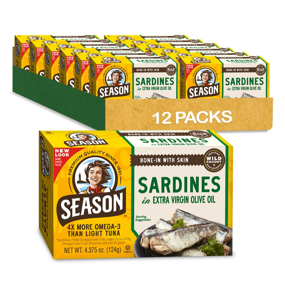 SEASON lata frontal mostrando marca y aceite para reconocimiento rápido