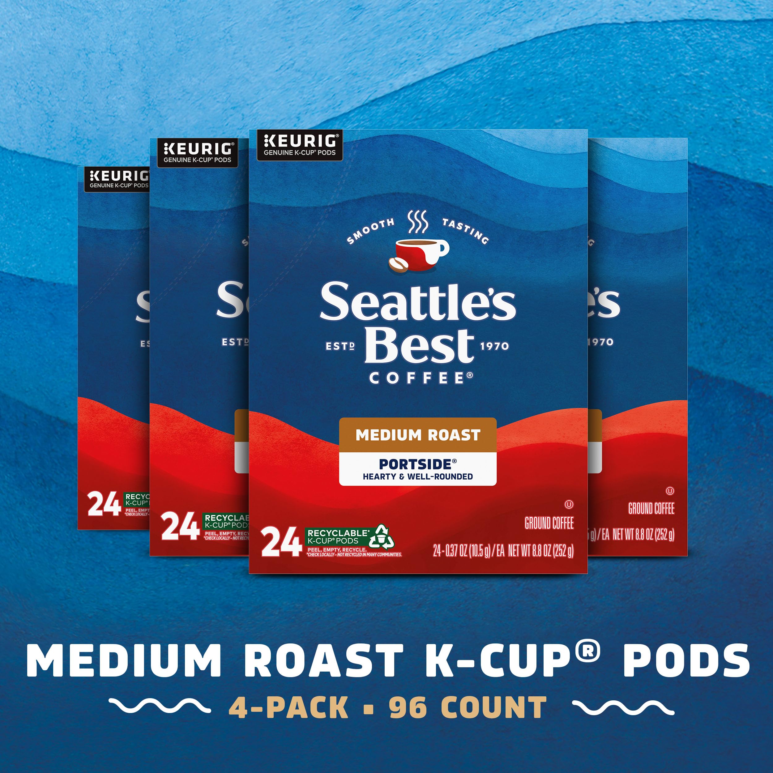 Seattle's Best Coffee cápsula K-Cup en primer plano, detalle que facilita extracción uniforme