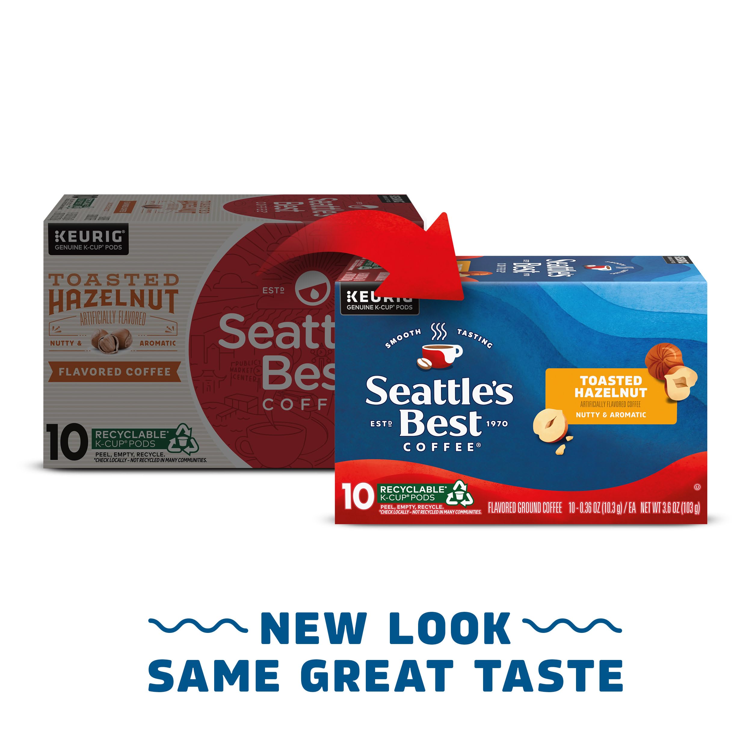 Seattle's Best Coffee varias cápsulas alineadas listos para preparar 60 tazas rápidamente