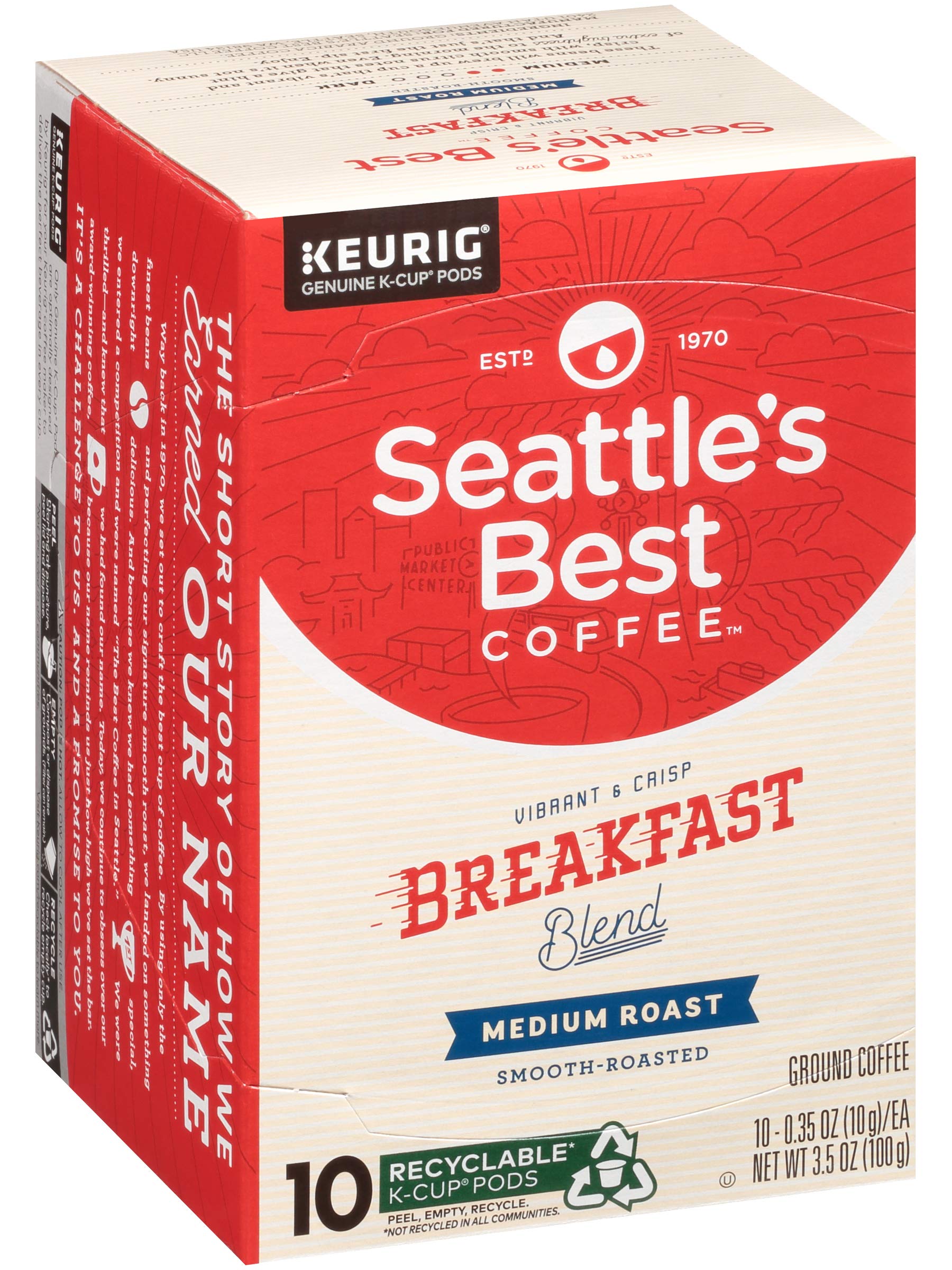 Seattle's Best Coffee comparación de tamaño de cápsula junto a taza para escala