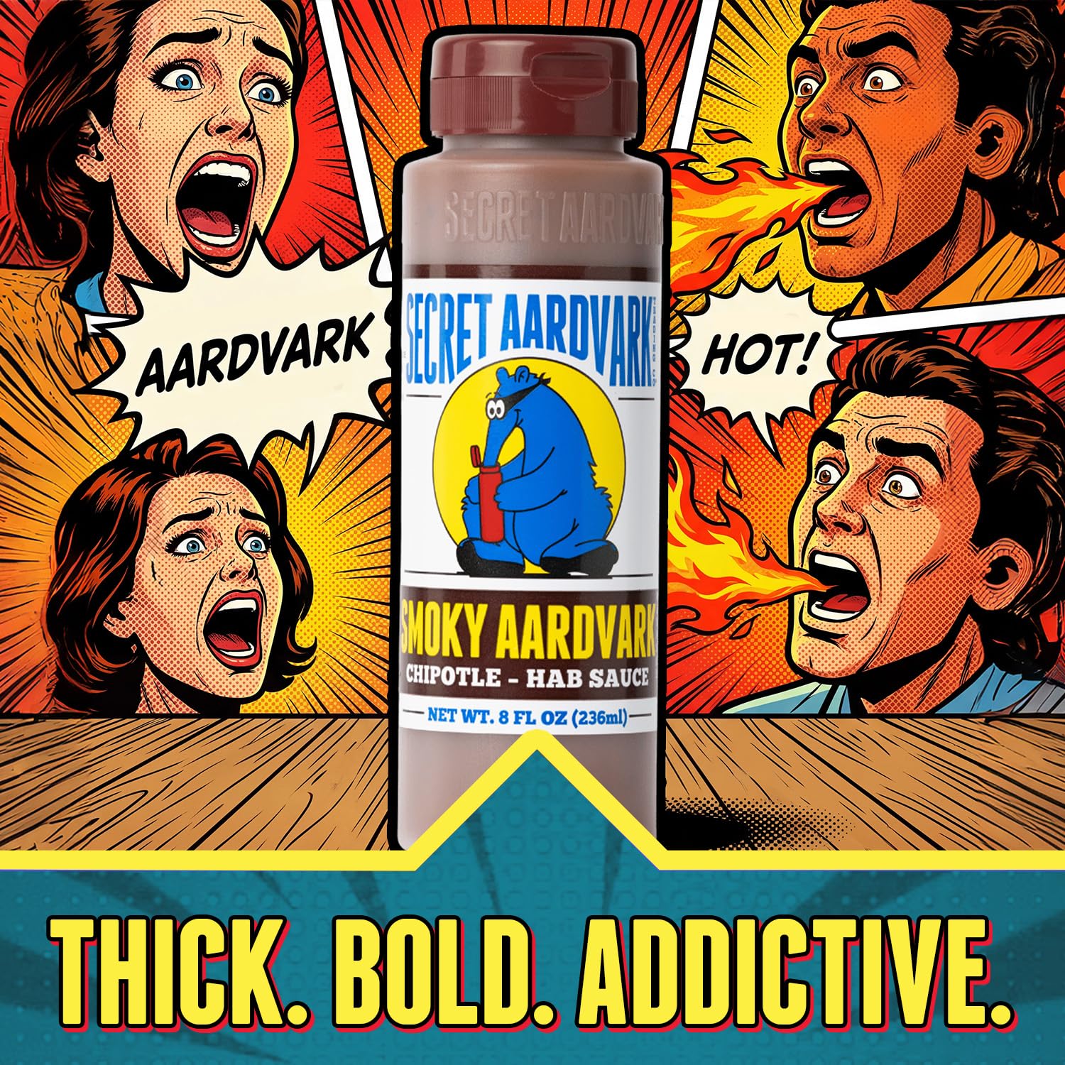 Secret Aardvark botella sobre encimera en uso culinario cotidiano