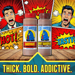 Secret Aardvark vertiendo salsa sobre tacos, mejora sabor y presentación del plato