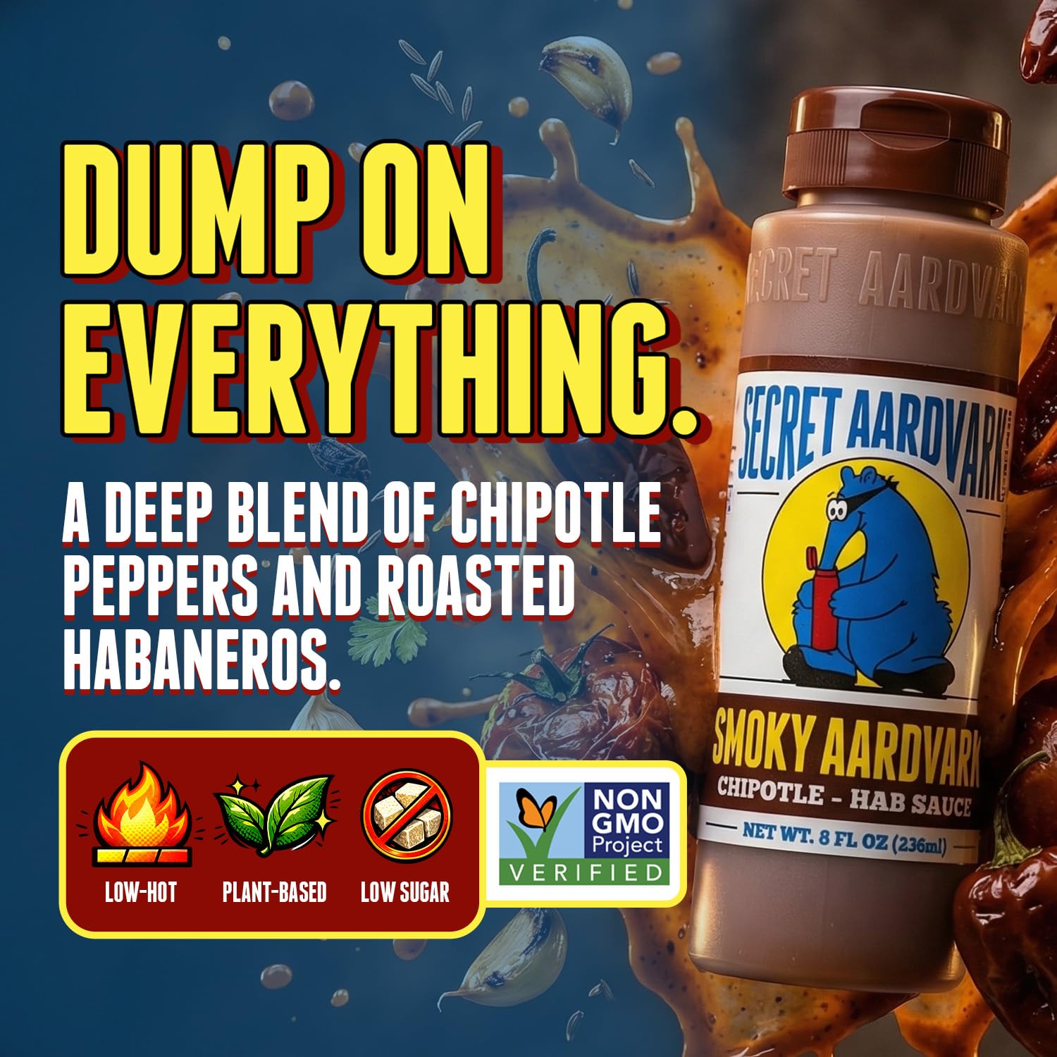 Secret Aardvark etiqueta en primer plano que destaca ingredientes reales