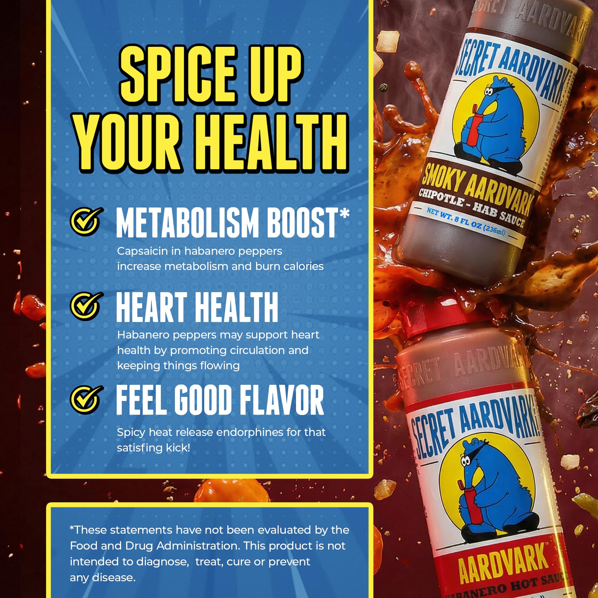 Secret Aardvark junto a una regla para escala, muestra tamaño práctico de 8 fl oz