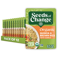 SEEDS OF CHANGE empaque frontal mostrando mezcla orgánica y beneficios rápidos