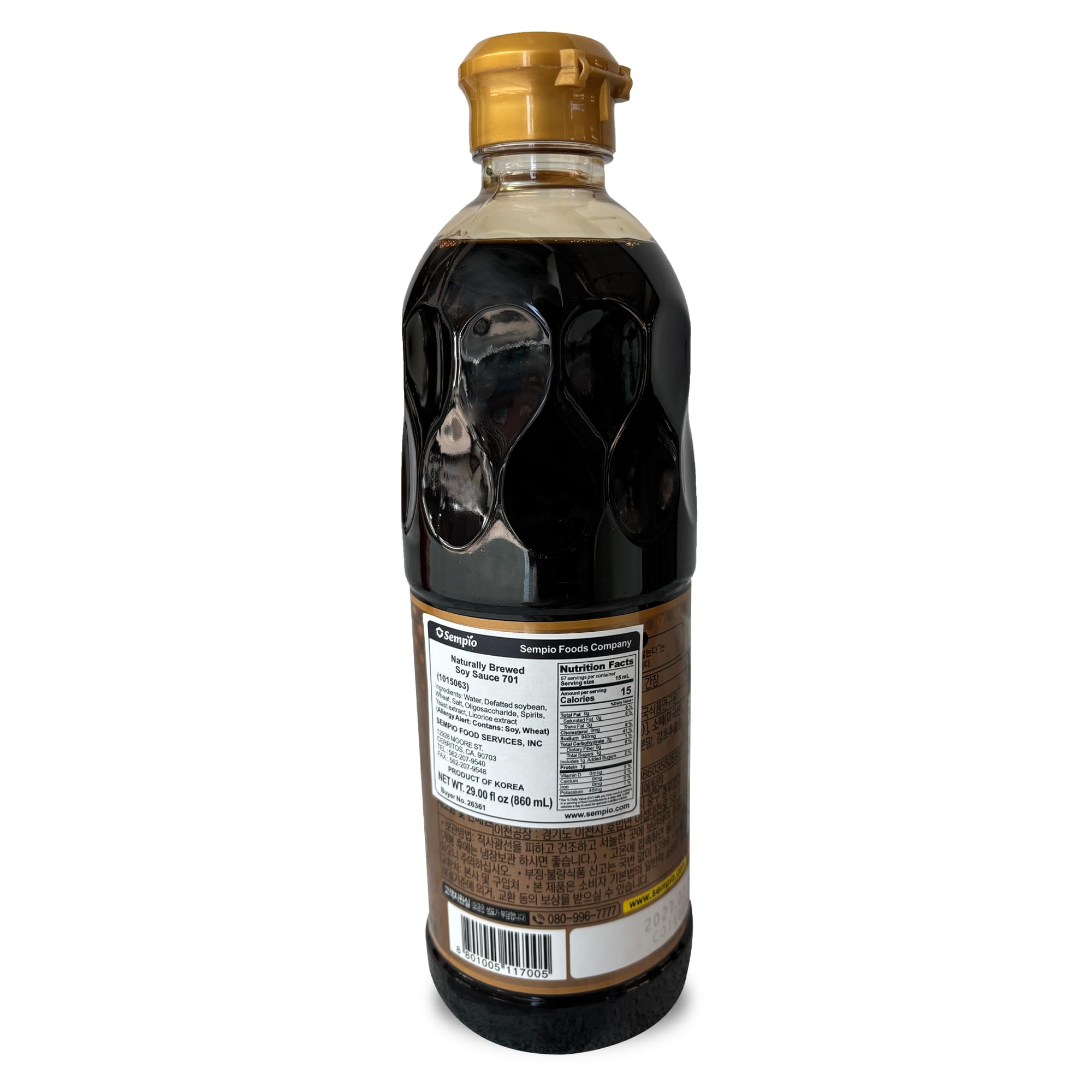 Sempio botella junto a ingredientes crudos para medir usos y recetas