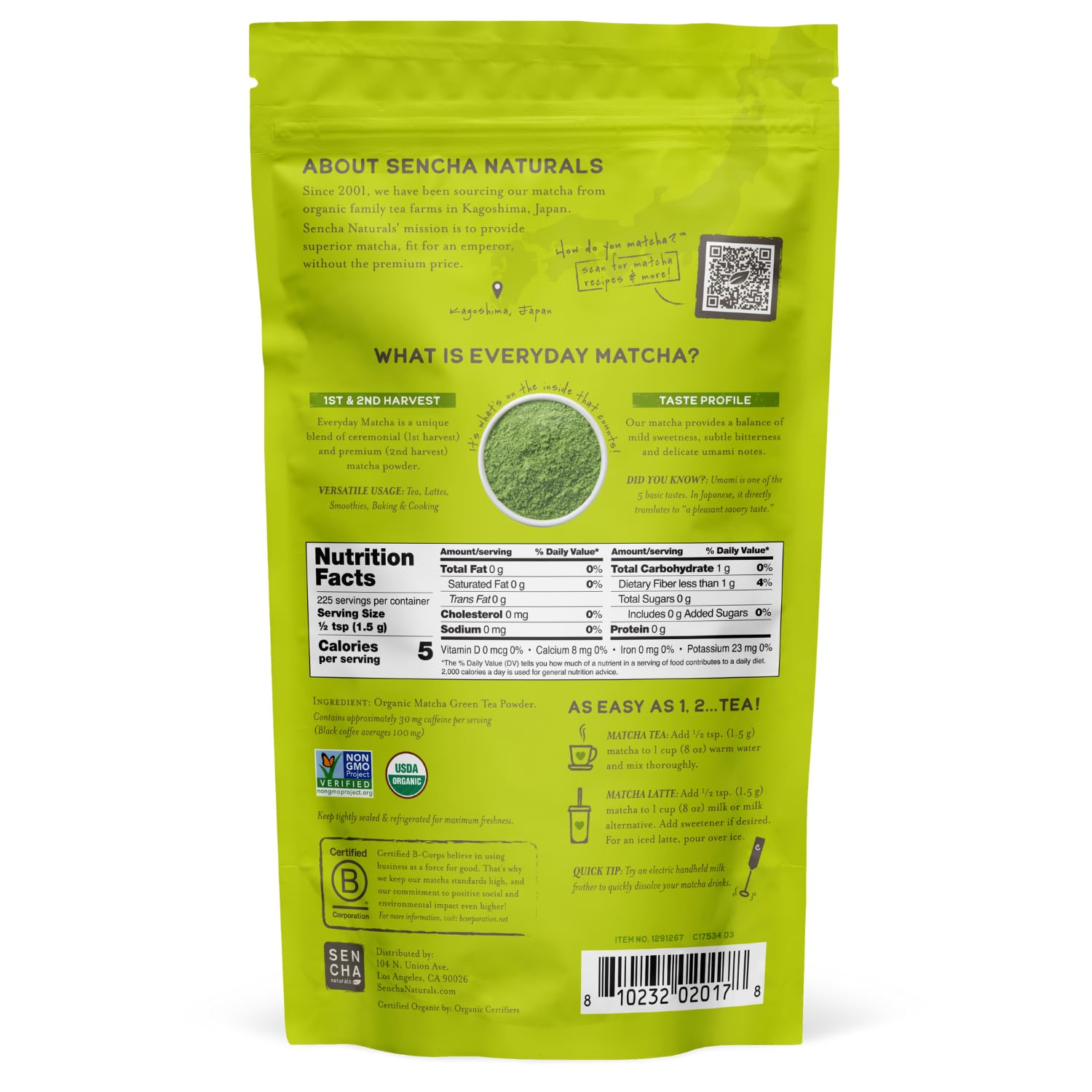 SENCHA NATURALS bolsa junto a regla para comparación de tamaño