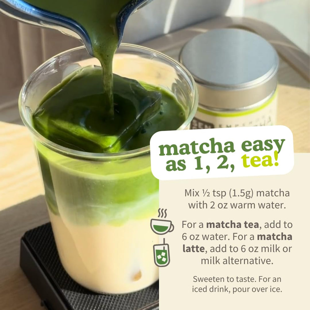 Sencha Naturals etiqueta que muestra origen Kagoshima y pureza