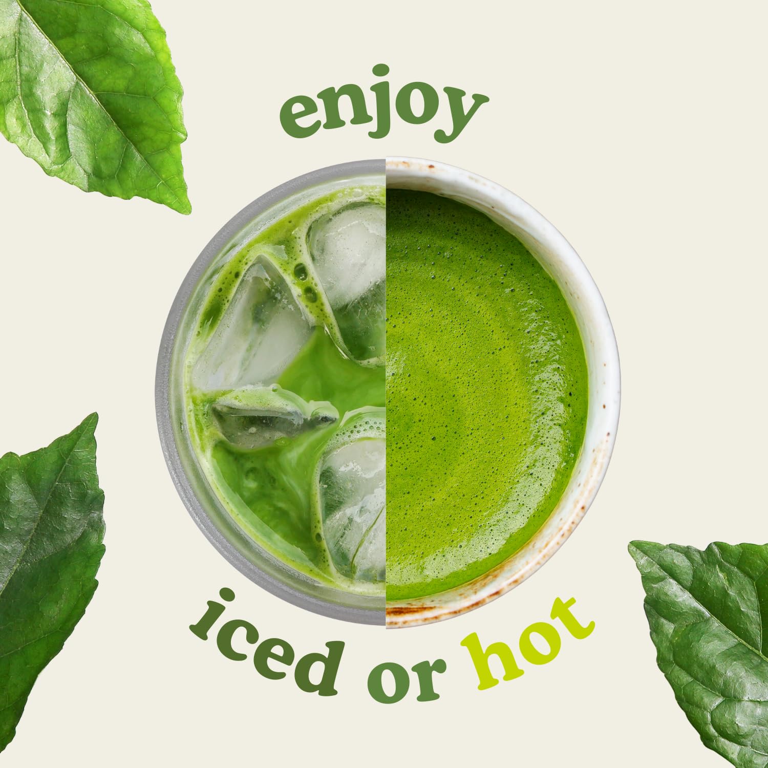 SENCHA NATURALS matcha latte espumoso en taza, aroma cremoso