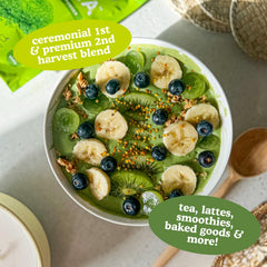 SENCHA NATURALS polvo matcha textura fina y color vibrante