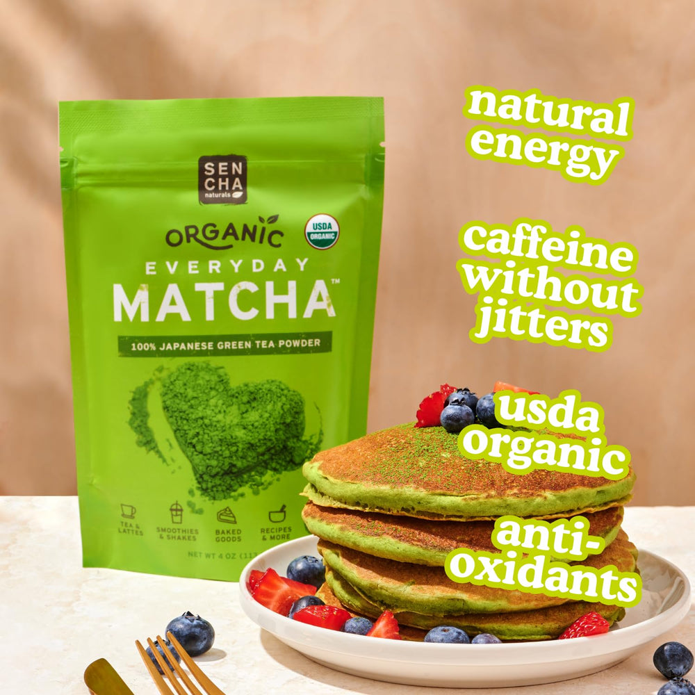 SENCHA NATURALS vertido en cuchara listo para mezclar