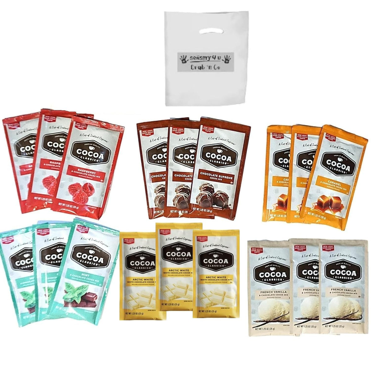 SENSORY4U Land O Lakes frontal del paquete mostrando 18 sobres y variedad de sabores