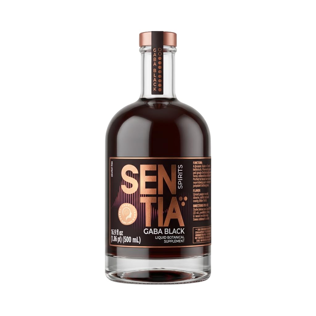 Sentia Gaba Black frente de la botella mostrando diseño y beneficios sociales
