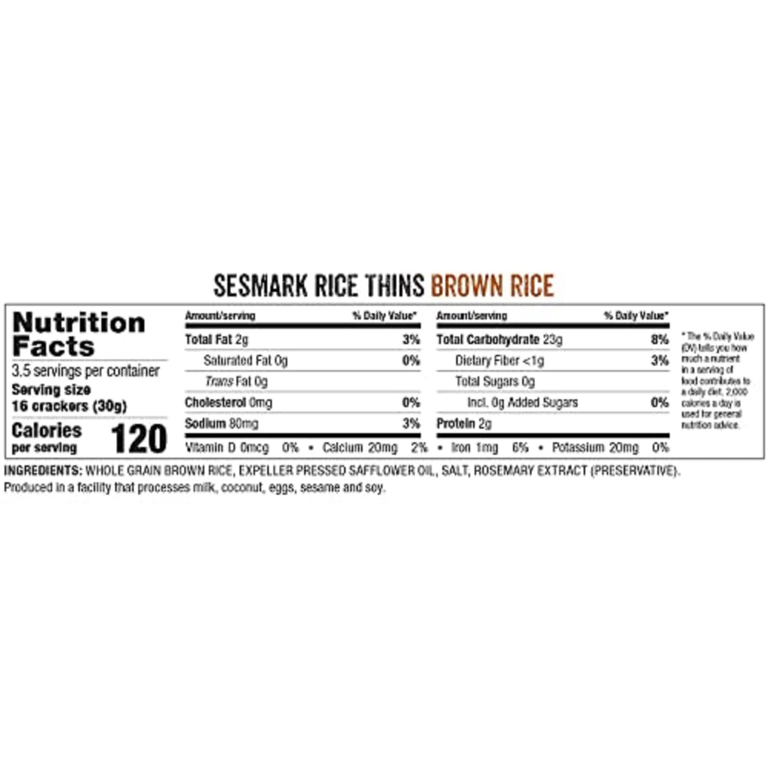 Sesmark etiqueta con certificación Non-GMO y lista de ingredientes clara