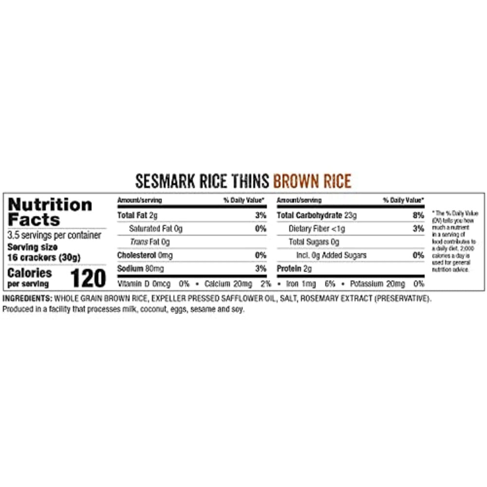Sesmark etiqueta con certificación Non-GMO y lista de ingredientes clara