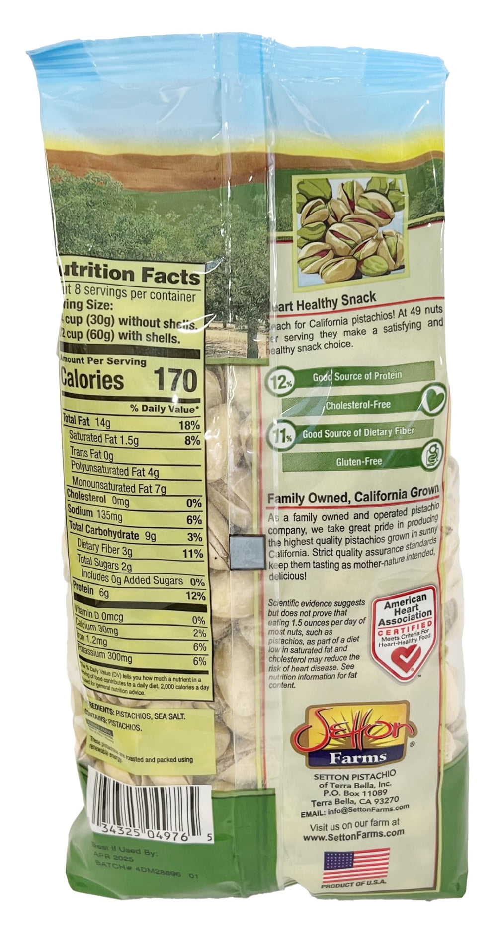 Setton Farms pistachos en cuchara como snack práctico para llevar