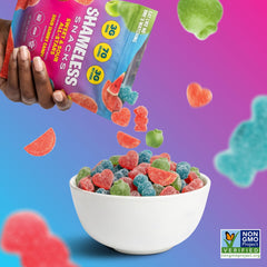 Shameless gominolas extendidas mostrando variedad de colores y sabores
