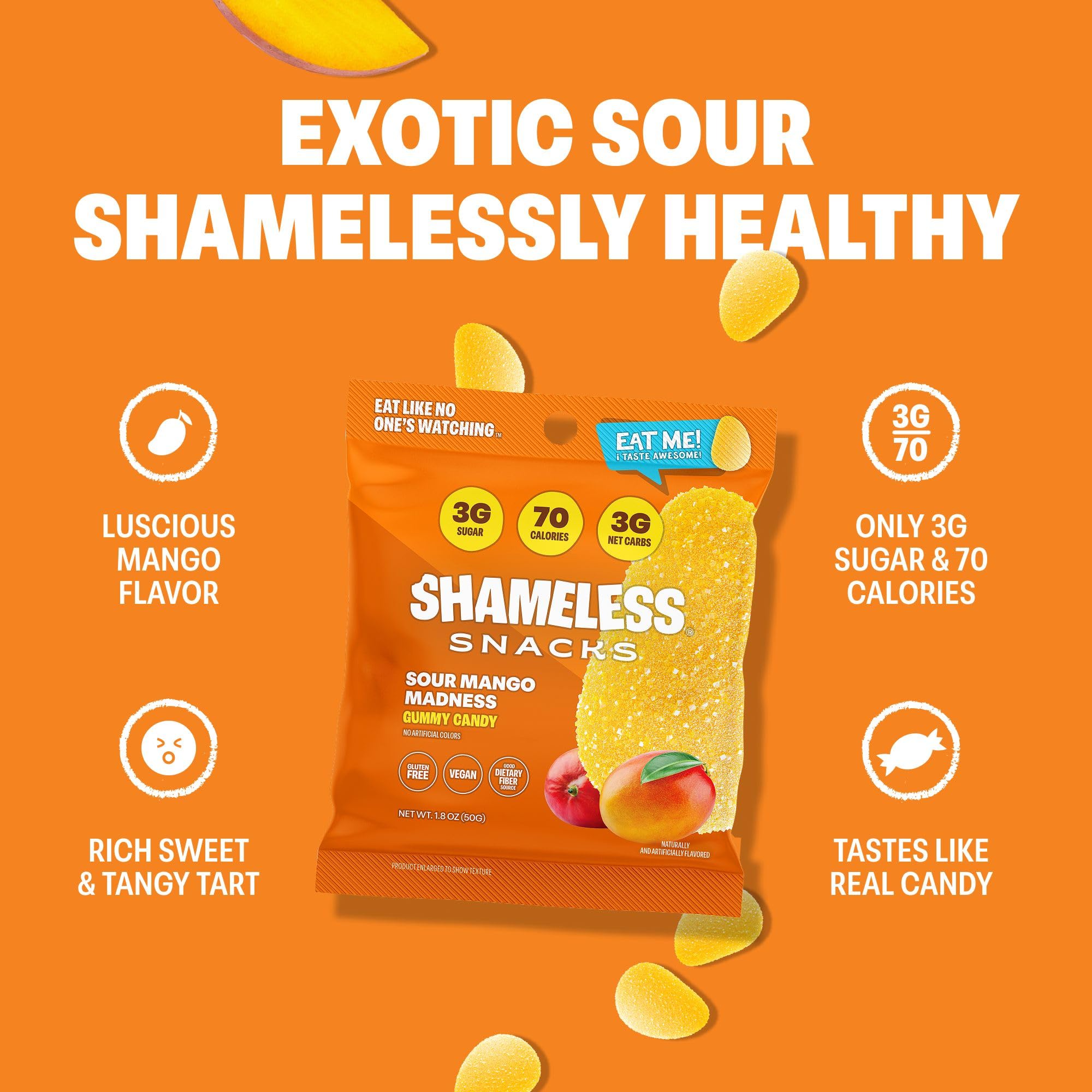 Shameless gomitas en mano para comparar tamaño y porción fácil de llevar