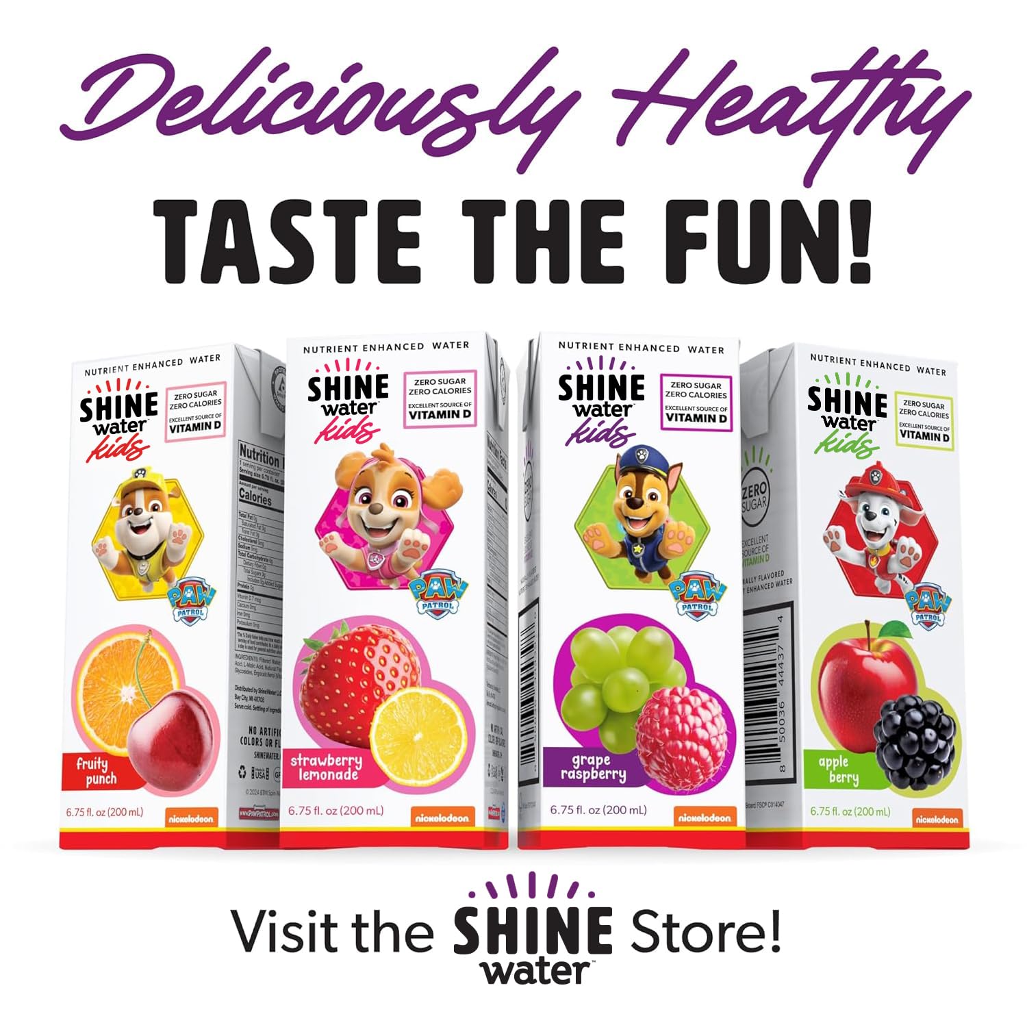Variedad de sabores ShineWater incluidos GrapeRaspberry y otros, ofrece alternativas saludables