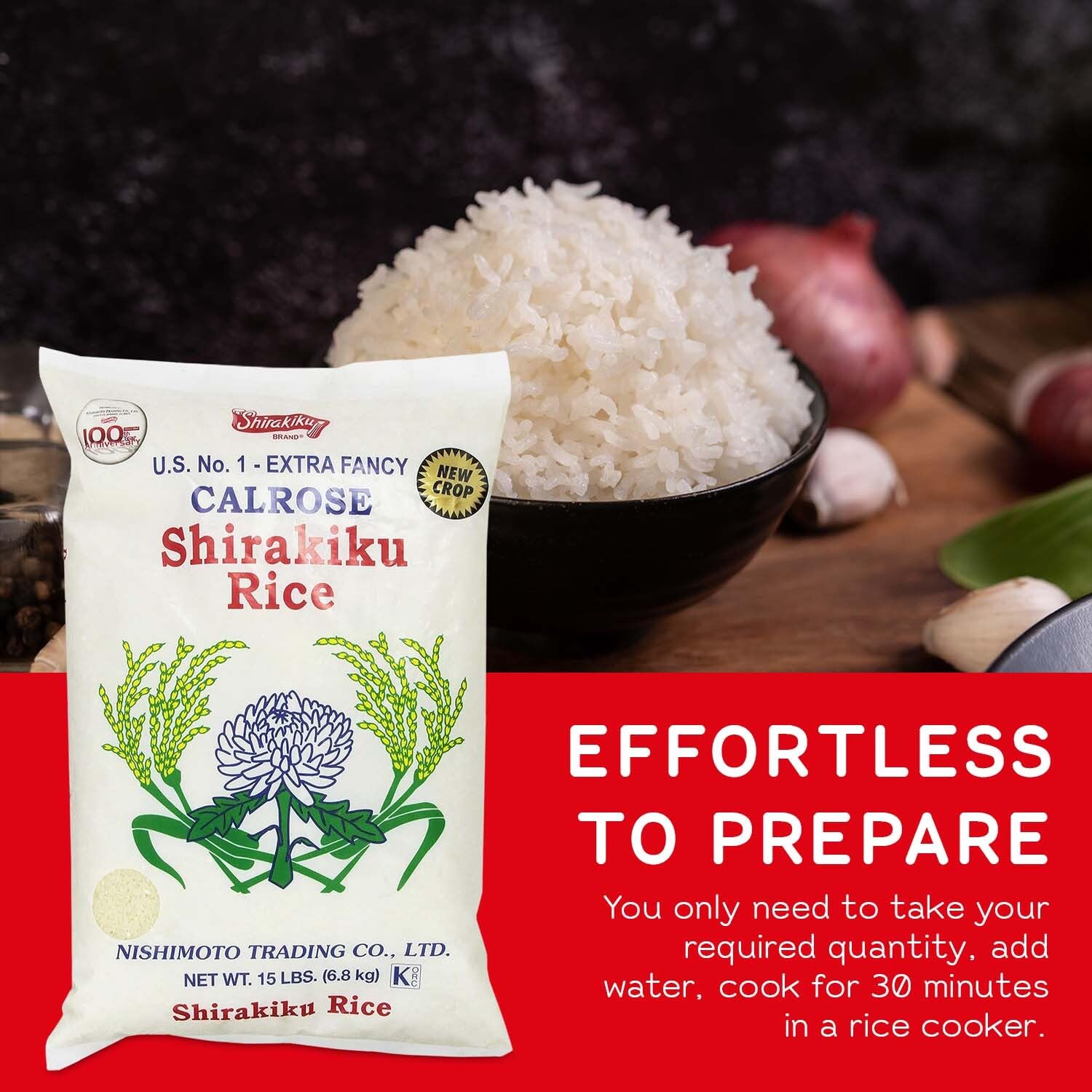 Shirakiku etiqueta nutricional en primer plano indicando información clara