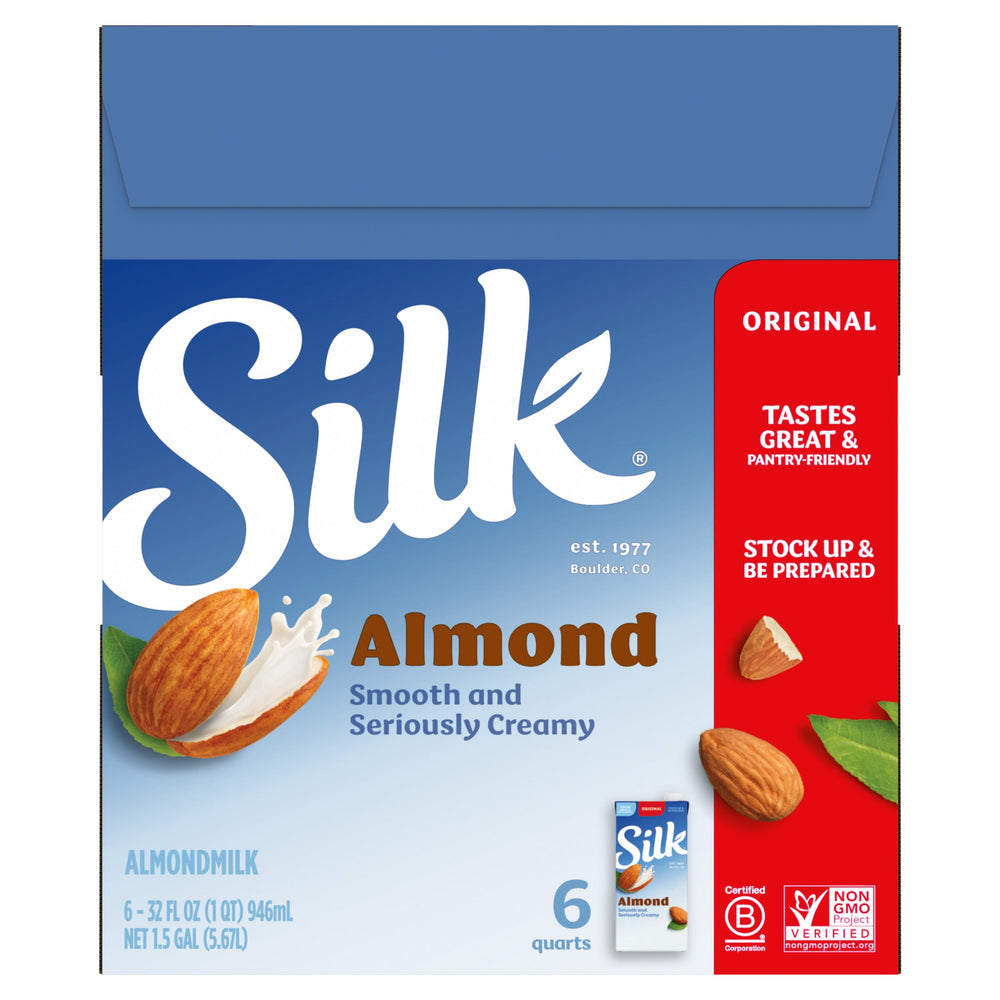Silk envase en una cocina moderna, almacenamiento shelf-stable conveniente