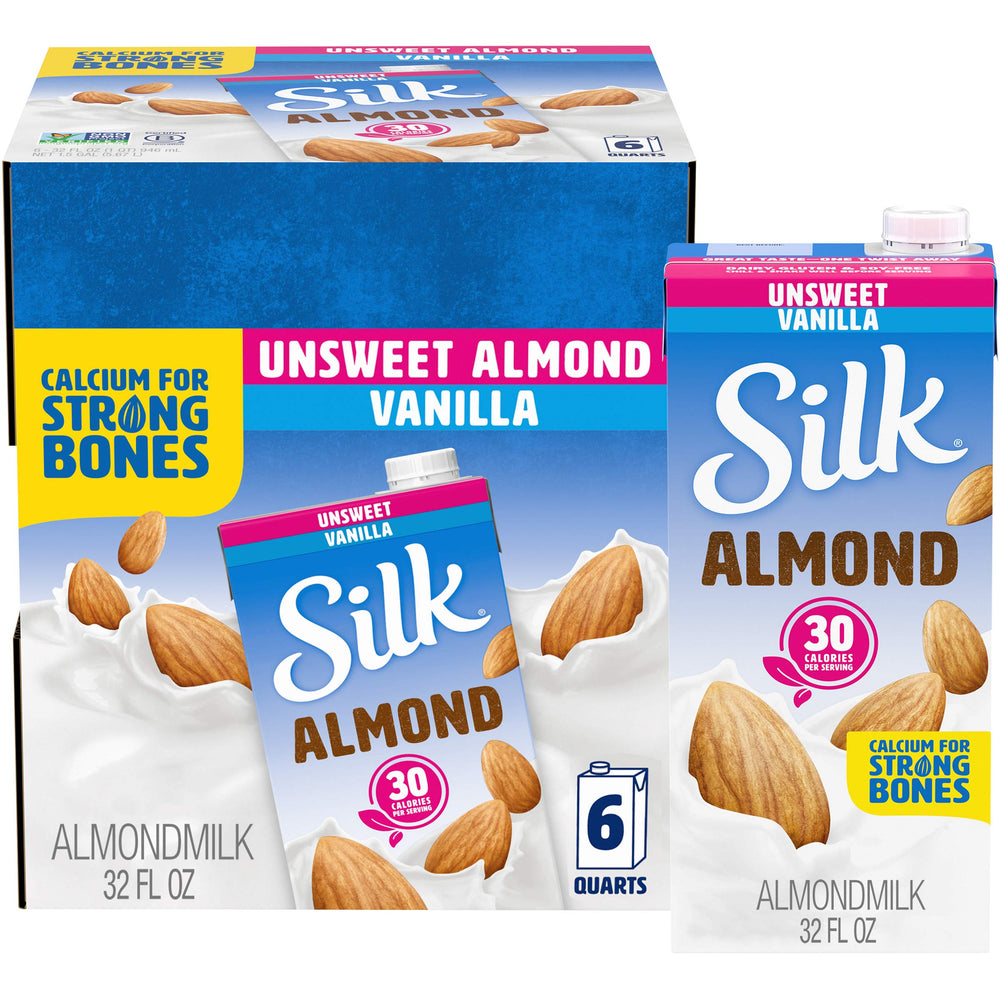Silk cartón frontal vainilla mostrando la marca y beneficio de alternativa vegetal