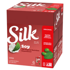 Silk frente del empaque mostrando el cartón práctico y estable