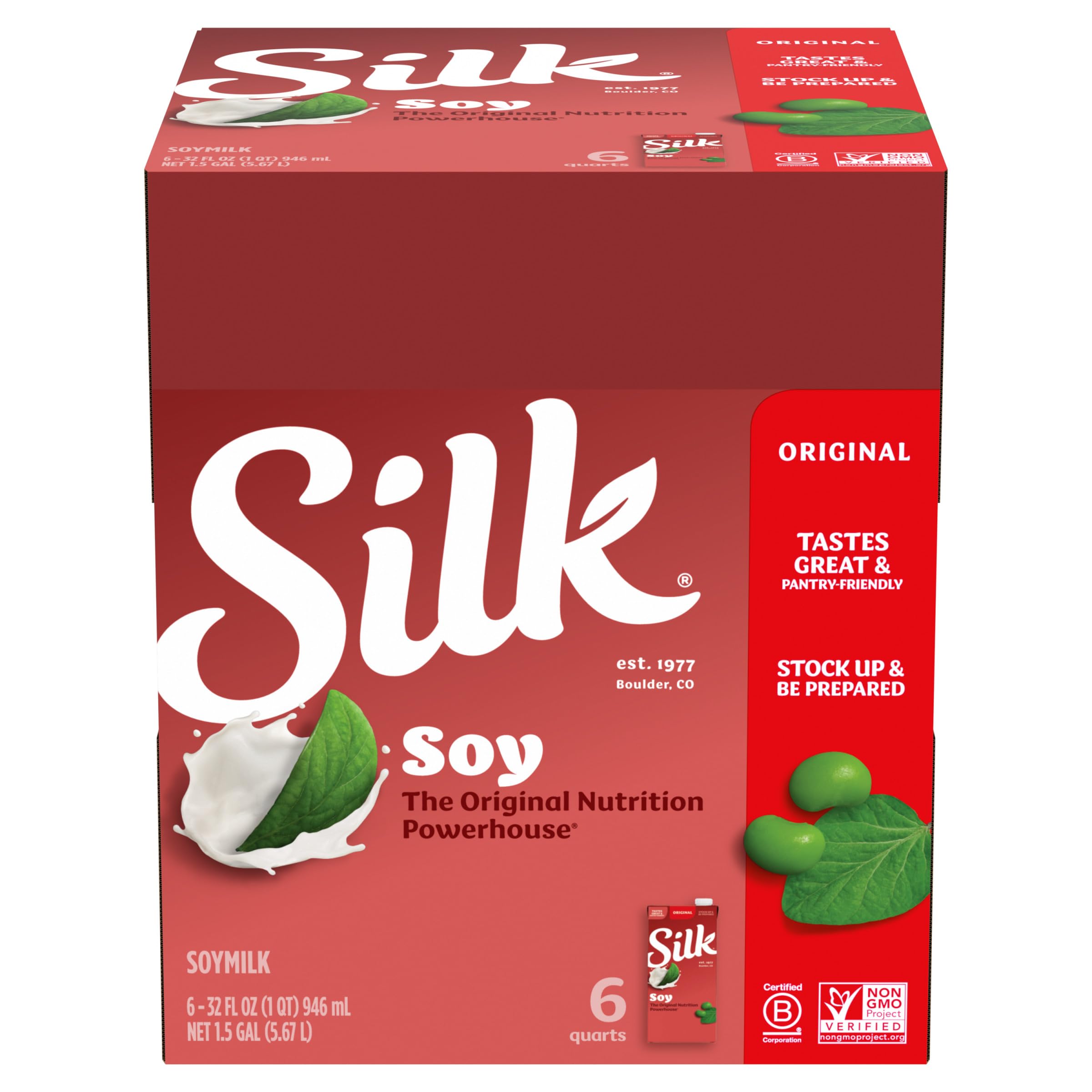 Silk vertiendo en vaso mostrando su textura cremosa y sabor neutro