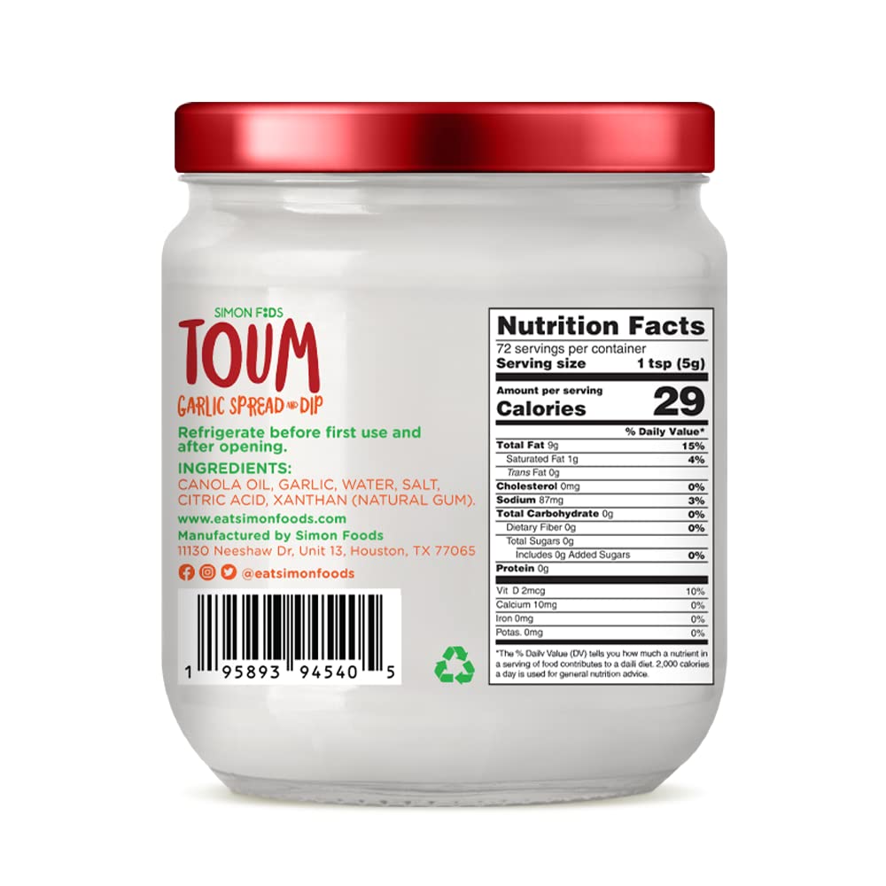 Simon Foods TOUM textura cremosa en primer plano para untar fácilmente