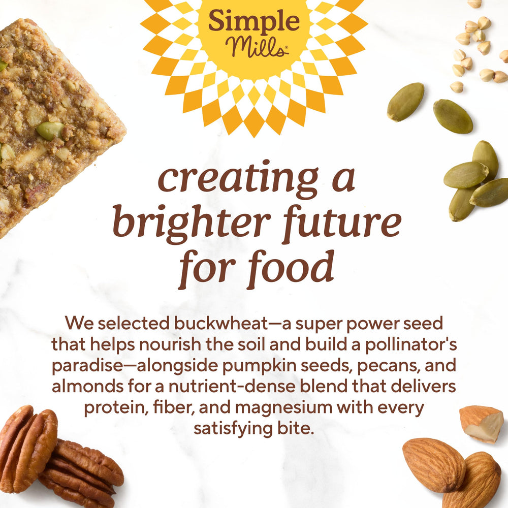 Simple Mills detalle de nueces pecanas tostadas con sabor y crocancia