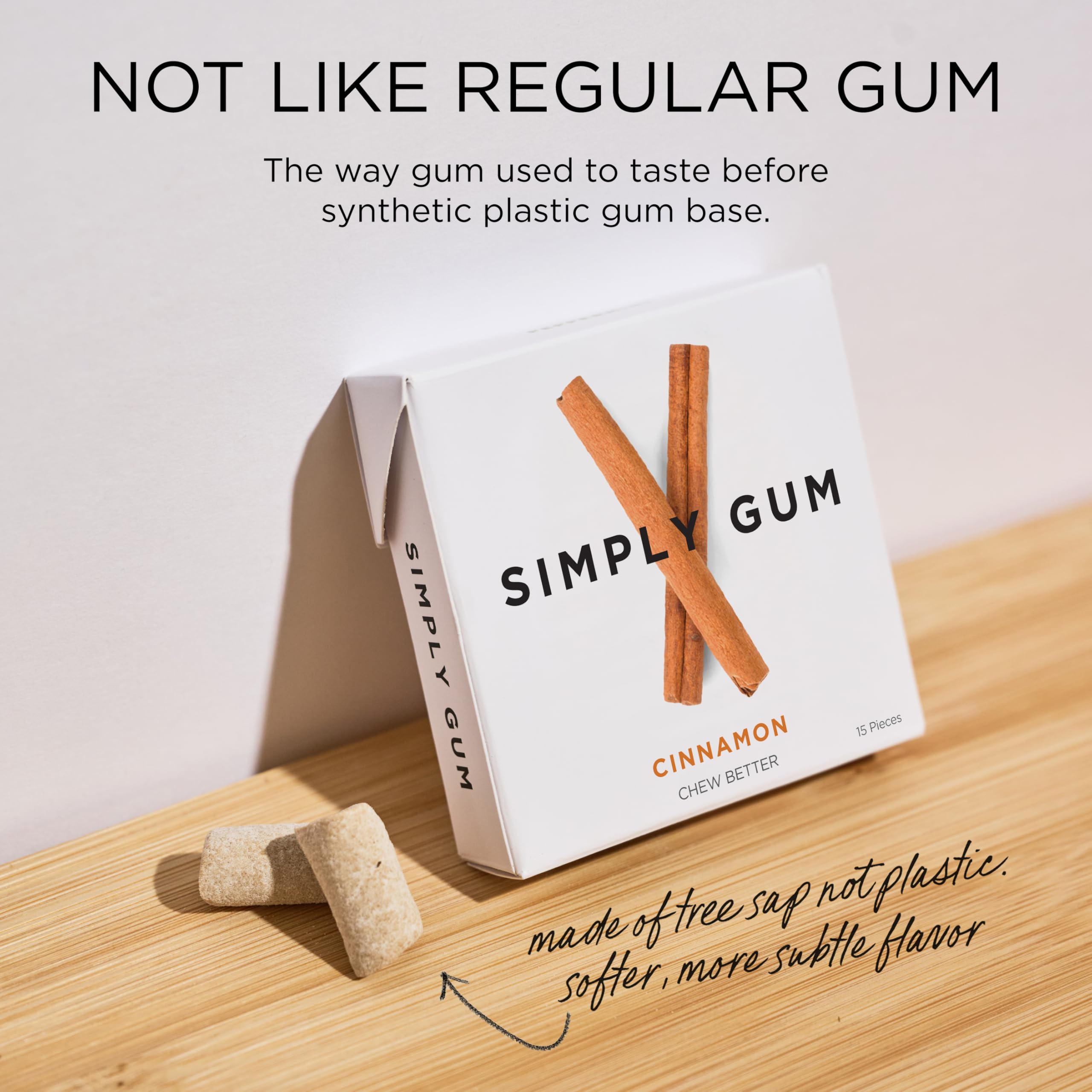 SIMPLY Gum envase abierto con 15 piezas listo para llevar y conveniencia