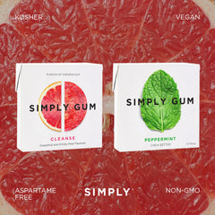 SIMPLY Gum textura del chicle natural destacando masticado auténtico