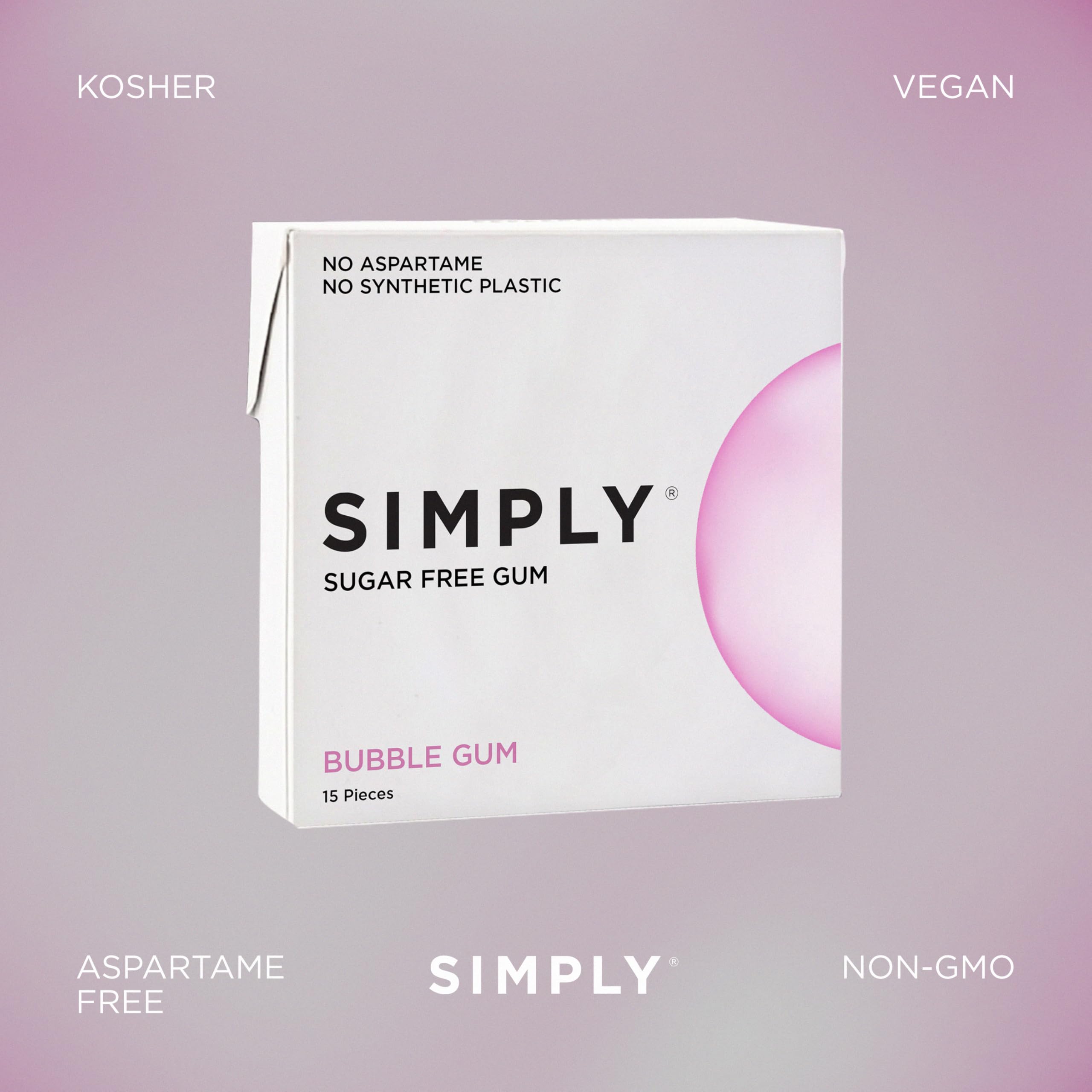 Simply Gum pastilla en mano para comparar tamaño y conveniencia