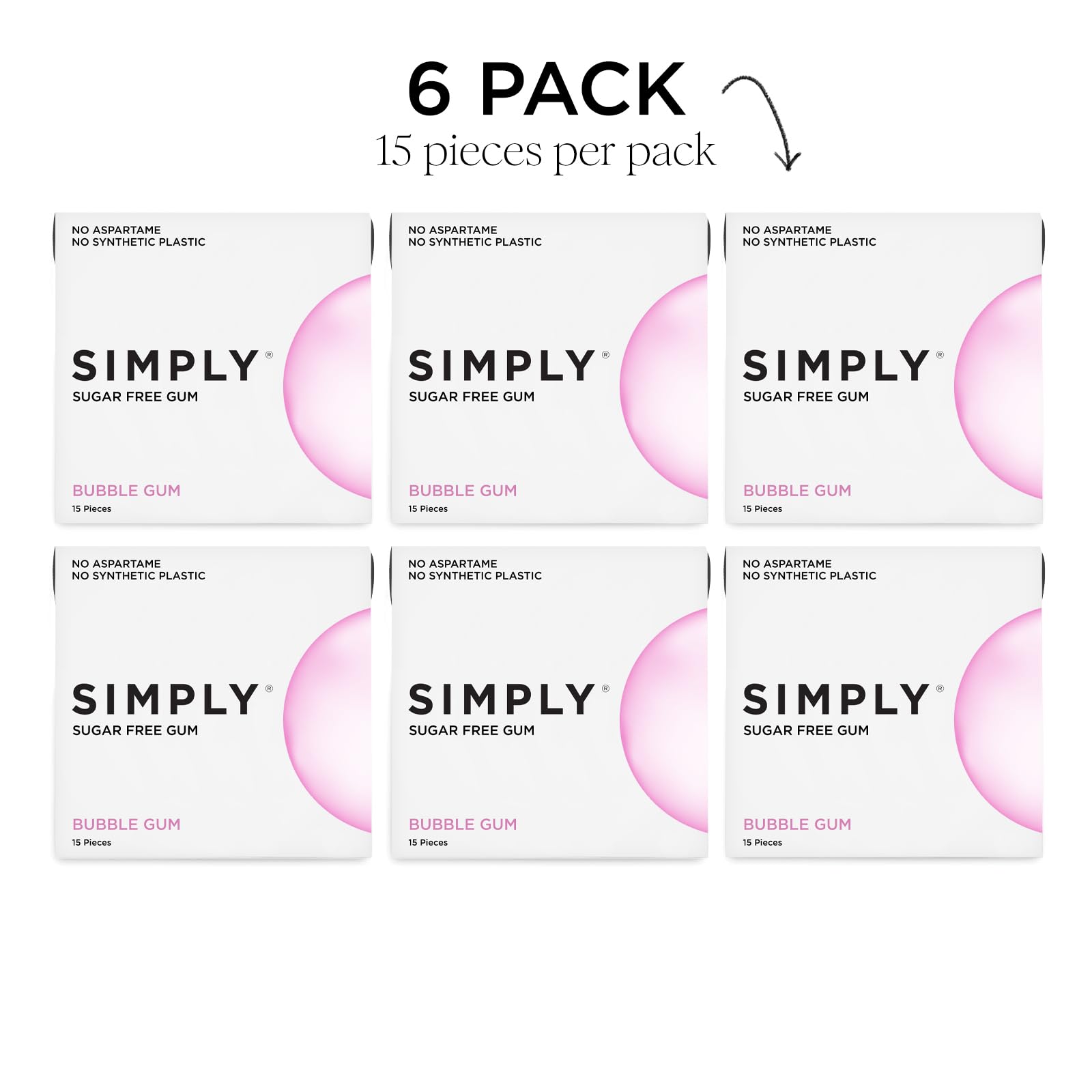 Simply Gum caja con sello made in USA destacando producción local