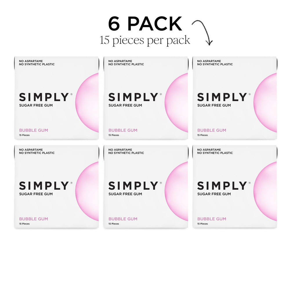 Simply Gum caja con sello made in USA destacando producción local