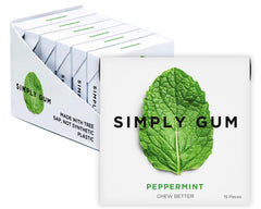 SIMPLY Gum empaque frontal mostrando el logo y frescura