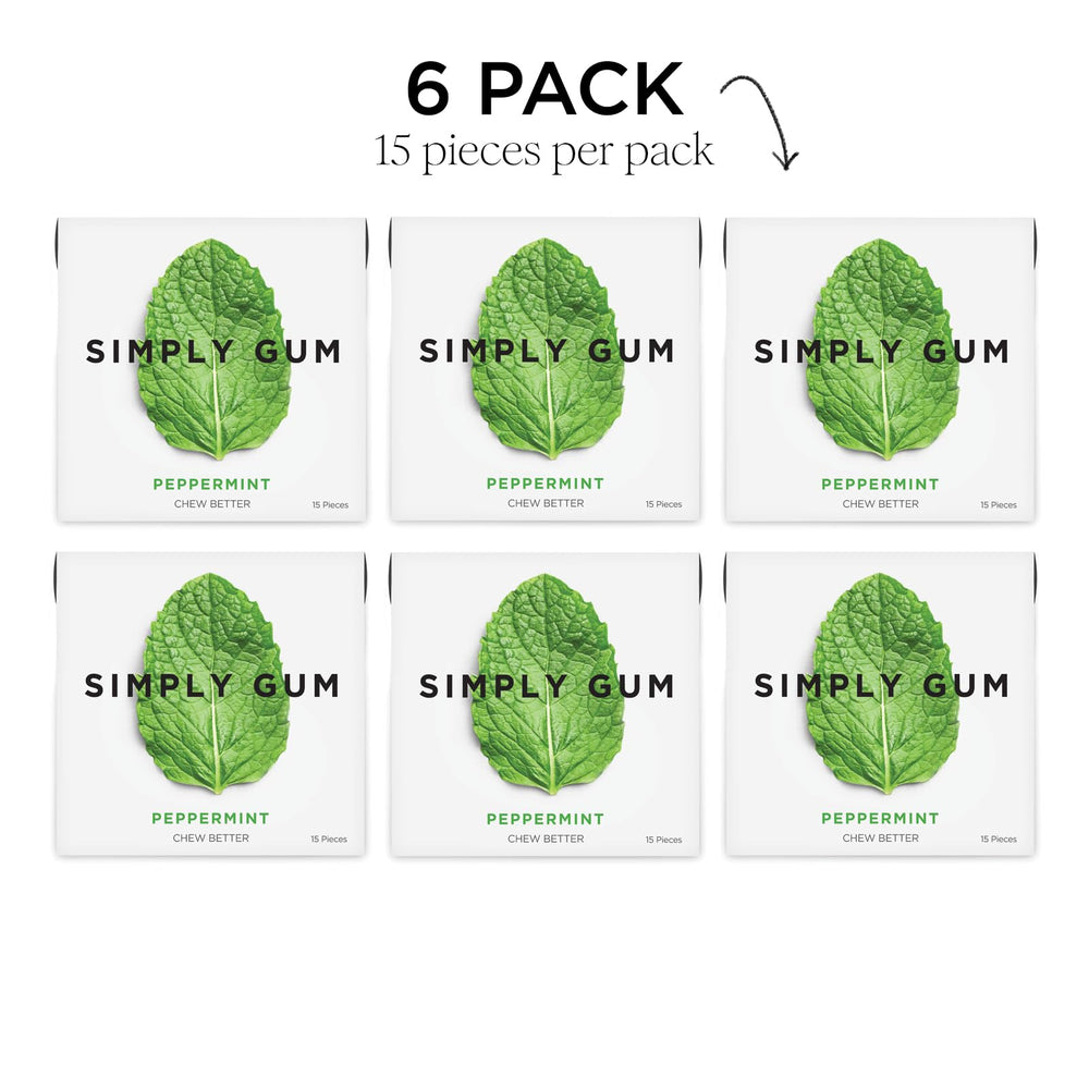 SIMPLY Gum paquete abierto con chicles listos para usar