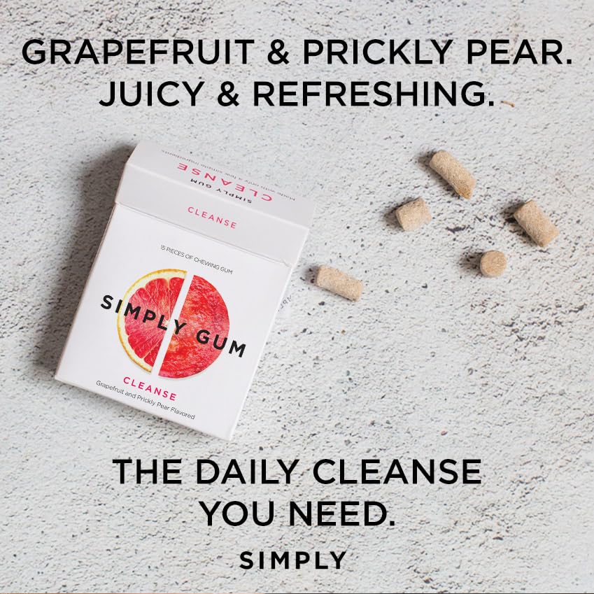 SIMPLY Gum seis estuches organizados exhibiendo variedad y cantidad
