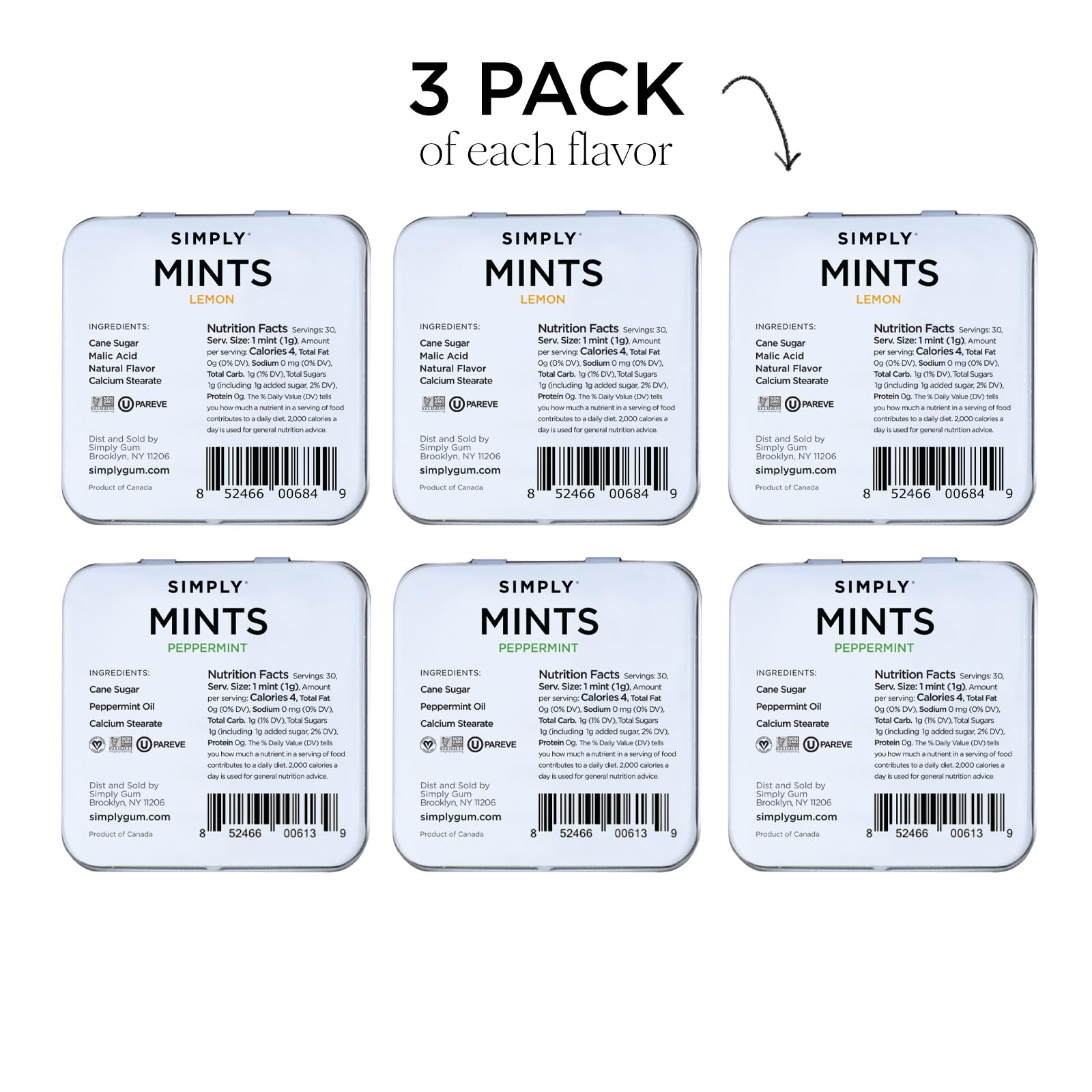 Simply Gum lata abierta con pastillas, mantiene frescura