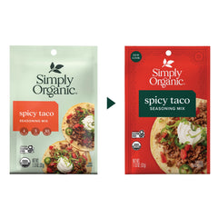 Simply Organic sazonando carne molida para tacos con sabor picante equilibrado
