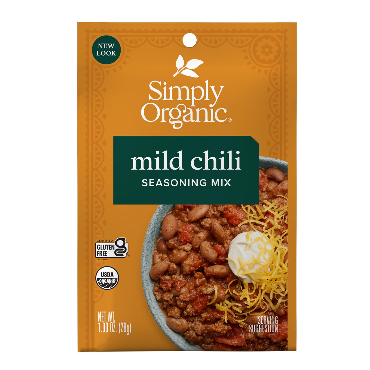 Simply Organic frente del paquete mostrando diseño y beneficios