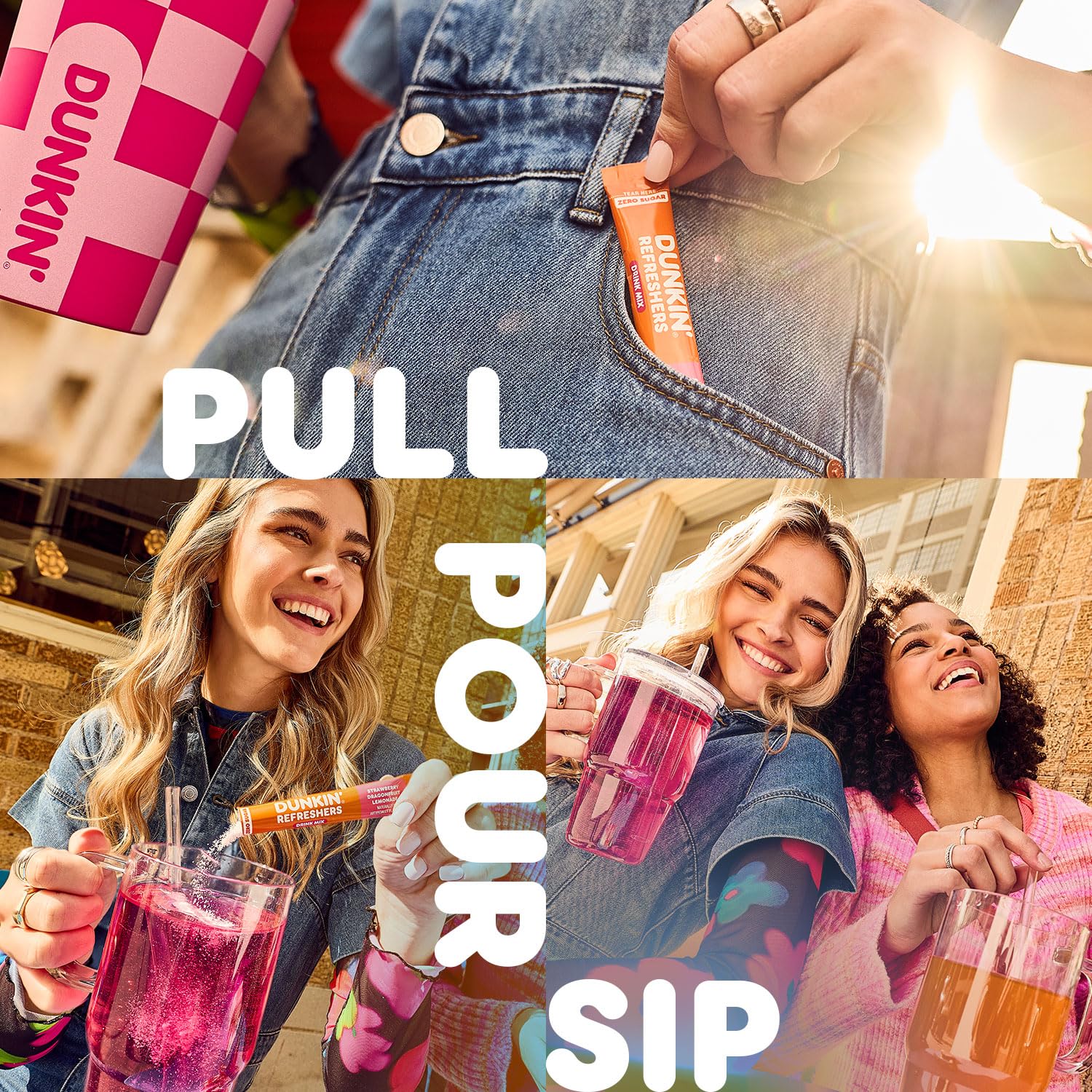 SINGLES TO GO! vaso con hielo mostrando color intenso y refrescante