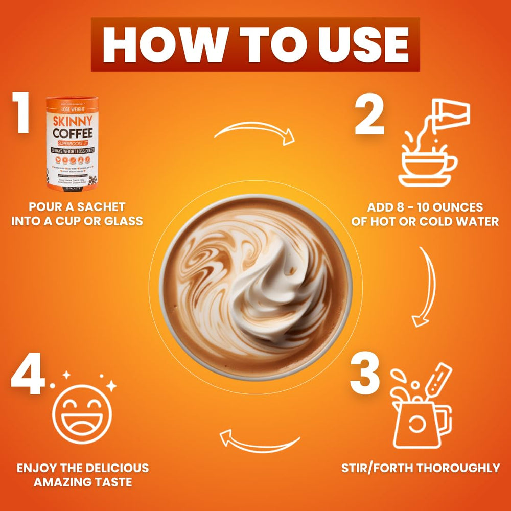 Skinny Coffee SuperBoost en cocina con leche vegetal, apto para dietas veganas