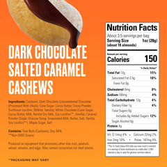 SKINNYDIPPED primer plano de la textura del anacardo con cobertura de chocolate, resalta crujiente y mantecoso