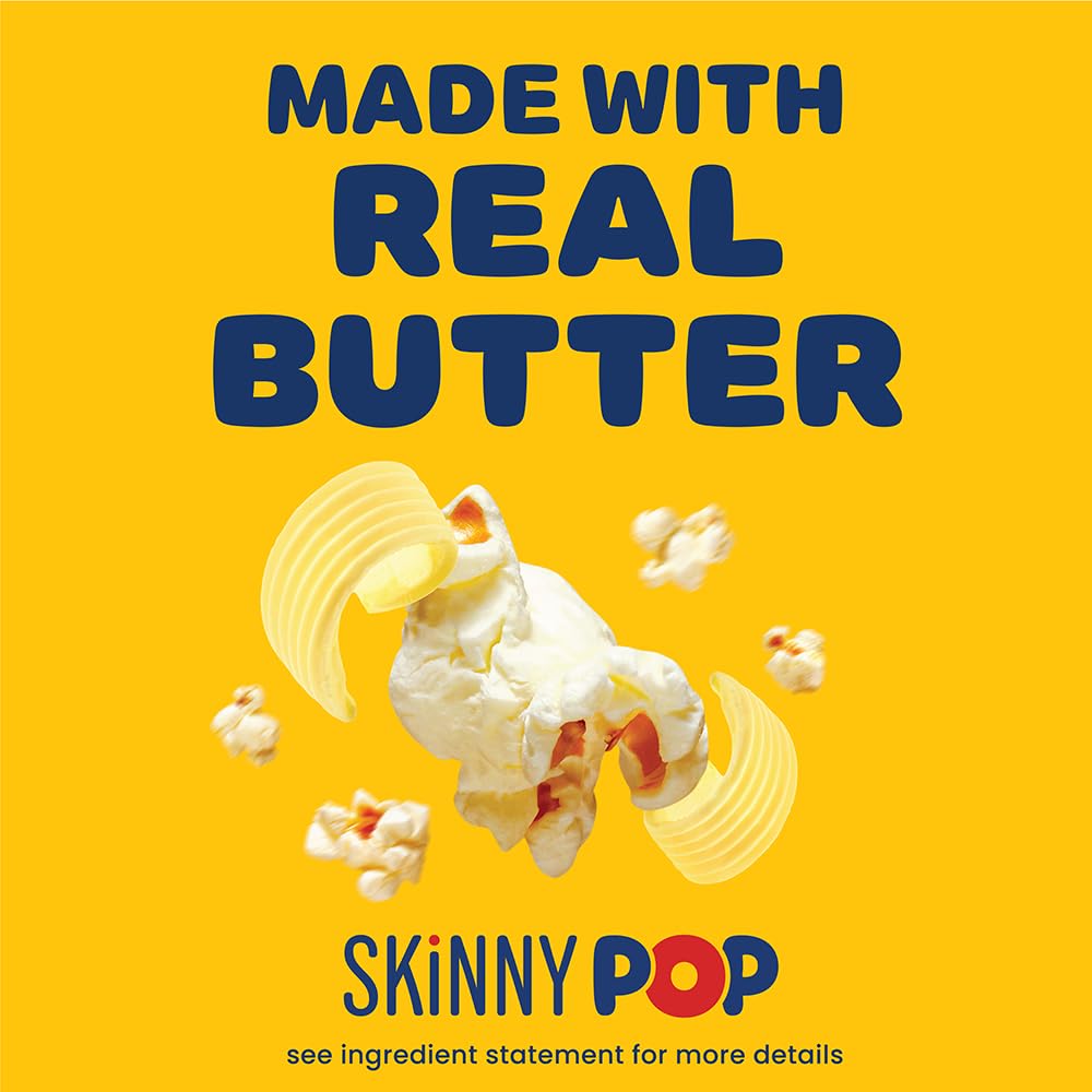 SkinnyPop comparación de tamaño en mano muestra porción individual