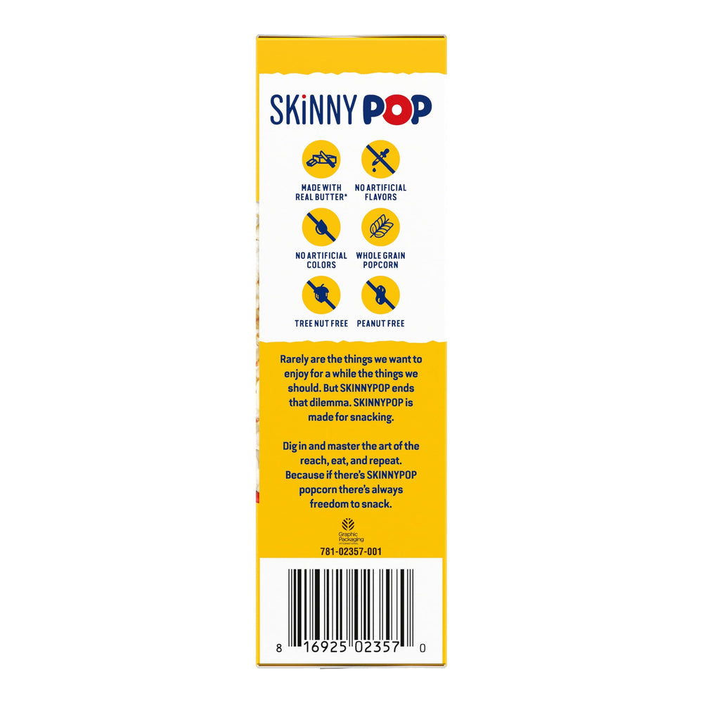 SkinnyPop bolsa dentro del microondas lista para calentar rápidamente